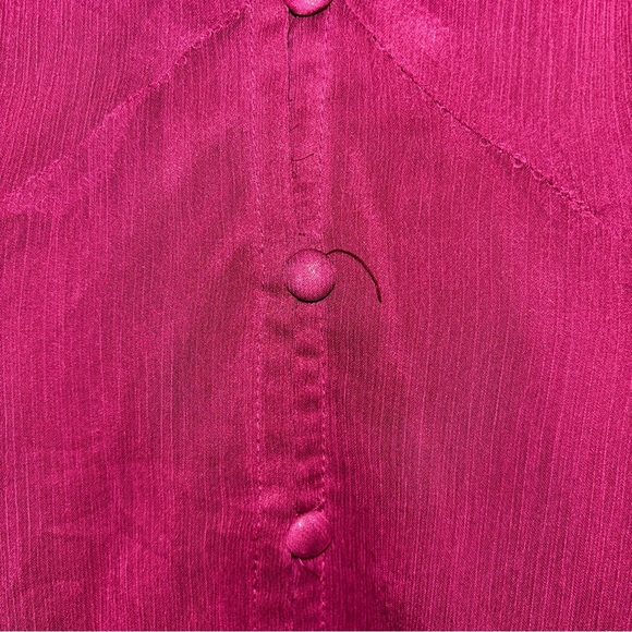 Nine West Blouse Women’s Medium Wine Maroon Lined Button Up Ruffle Flowy Dressy - Picture 5 of 10